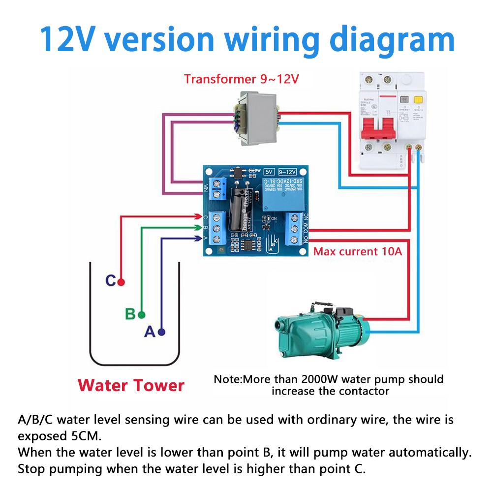 DC 12V NE555 Vollautomatischer Wasserstandsregler Flüssigkeitssensor Relais Schalter Modul Automatisches Pumpen für Wassertank/Turm