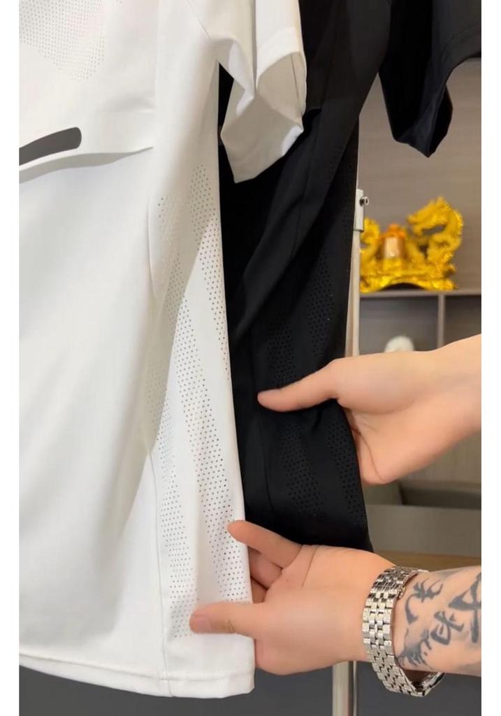 Men's Summer Quick-Dry Ice Silk Sports Set - Short Sleeve & Shorts