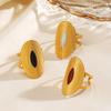 Fashionable Trendy Stainless Steel Geometric Oval-shaped Open-ended Fashion 18K Gold-plated Ring Finger Ring 