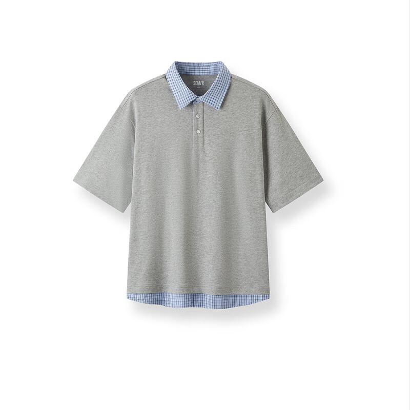 Semir Men's Casual Plaid Faux-Layered Polo Shirt