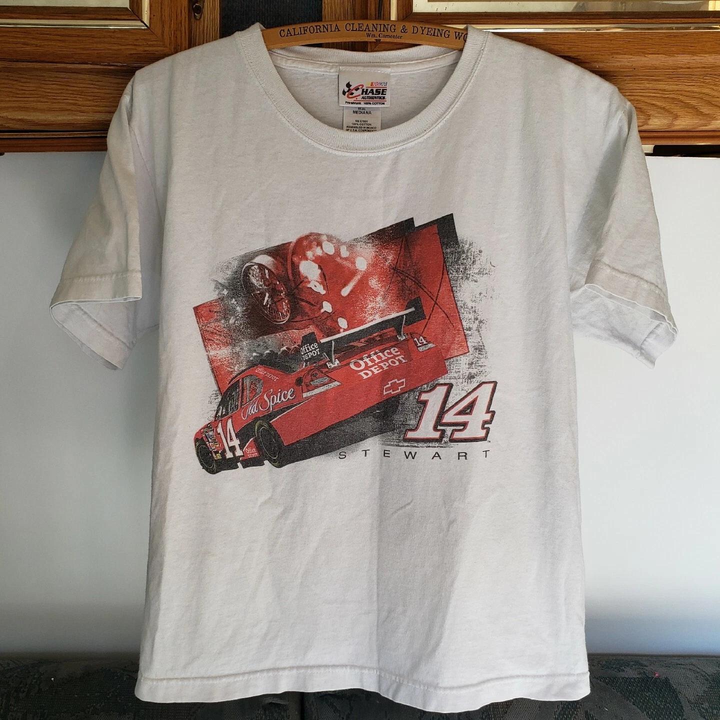 Y2k Nascar Mens M Tony Stewart White T-shirt Chase Authentics 14 Office Depot XL
