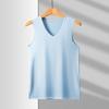 Men's Seamless Vest With Sleeveless Design, V-neck, Casual Ice Cutting, Silk Tight Fit, Sports Hurdles,Super Elastic, Summer Slimming