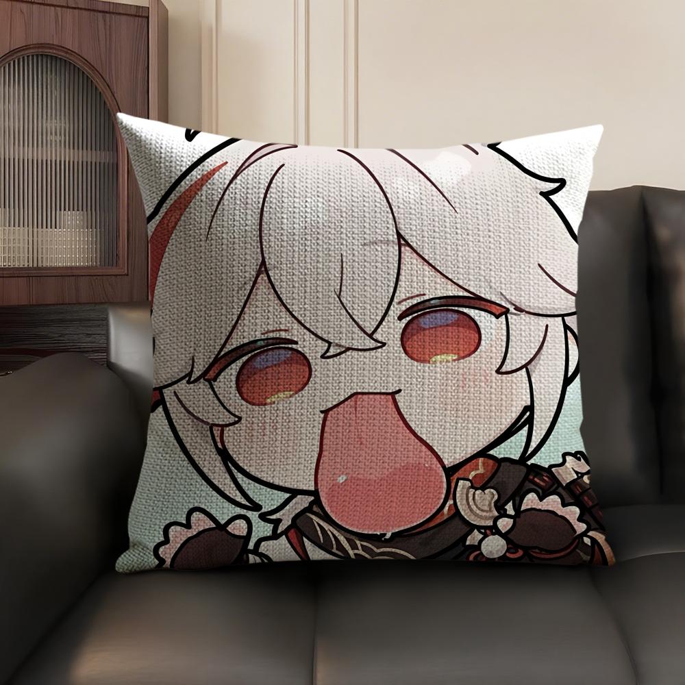 Razor Cute Cute Genshin Impact Cushion Cover Natural Linen Organic Fabric DoubleSided Printing Sofa Home Decor Gift Pillow Case