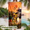 Shaun the Sheep Beach Towel, Personalized Custom Text, Quick Dry Soft Large Towel For Swimming Pool Travel