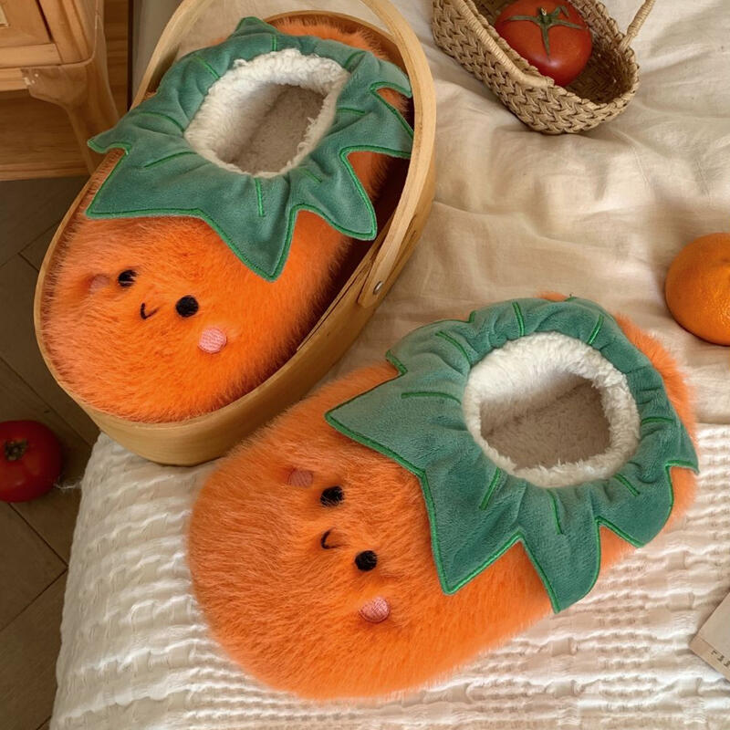 

Ocean Tomato Winter Fur Shoes Indoor Slippers tomato