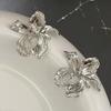 Womens Summer Elegant Fashion Unique Design Peach Blossom Unique Design Flower Earrings Dark Black INS High-end Earrings Gift