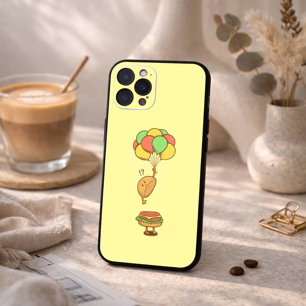 Funny Cute Food Fancy Phone Case For iPhone17,16,15,14,13,12Plus,Pro Max,XS,5G Soft Silicone Black Cover