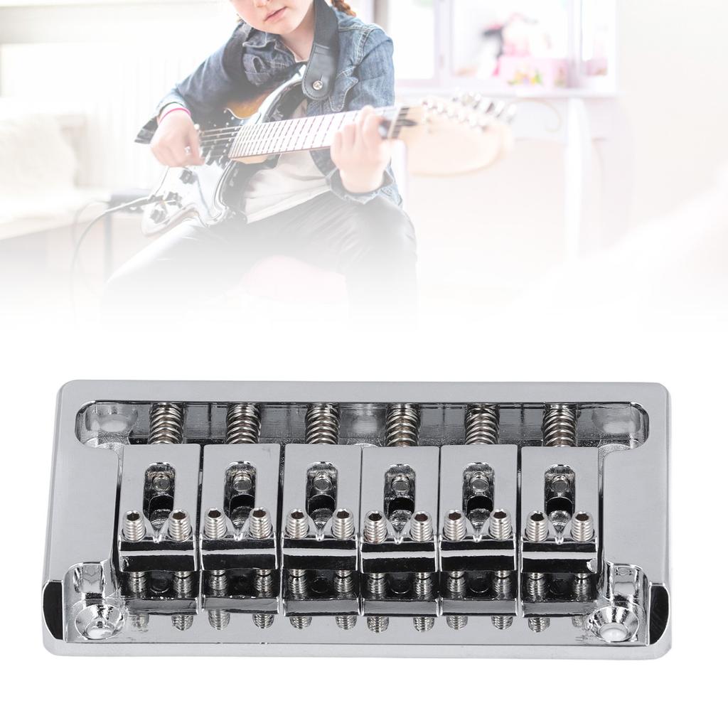 6 String Electric Guitar Bridge Kit Brass Through Body Non Tremolo Guitar Bridge with Wrench for St