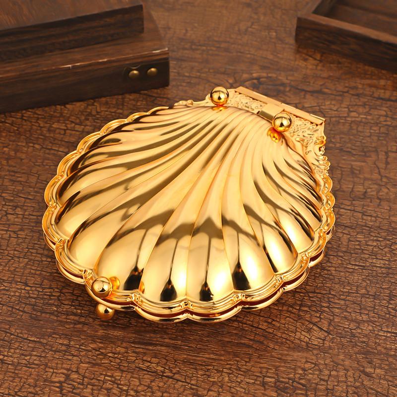 Golden Peacock Relief Design Shell Trays Decorative, Fruit Tray, Snacks, Metal Tray, Home Desktop Organizer, Kitchen Storage Box