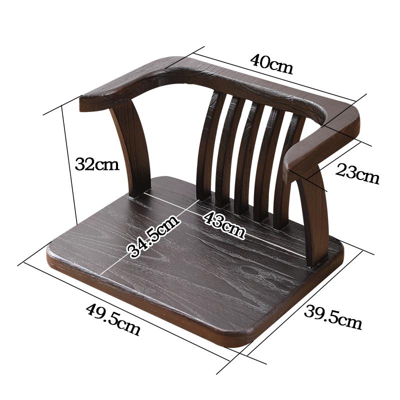 Handgefertigter Tatami-Stuhl aus Massivholz mit Rückenlehne, niedriger japanischer Stil, Balkon-Lounge-Sitz, Erkerfenster-Möbel für Zuhause