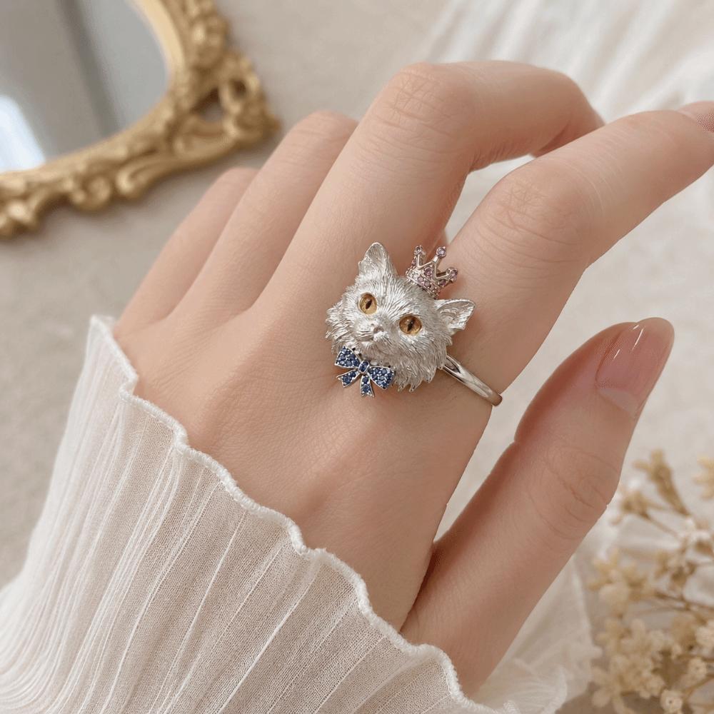 3D Katzenkopf Ring Übertriebener Katzenring Niedlicher Tierring Geschenk