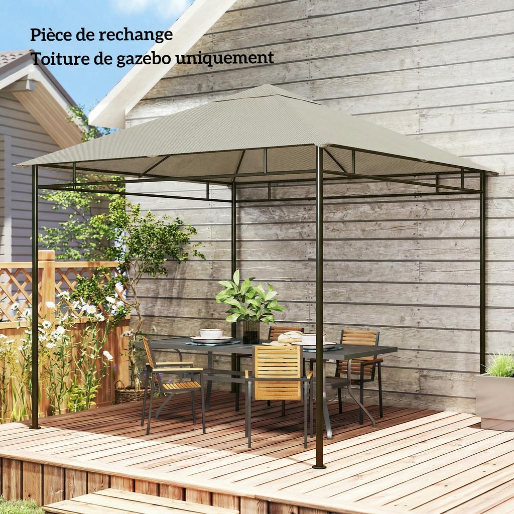 Replacement Gazebo Canopy, Polyester, 3 x 3 m, 180 g/m2, Grey