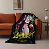 A neon punk anime style with bold graffiti and striking graphic elements. for all seasons blanket lunch break throw gift