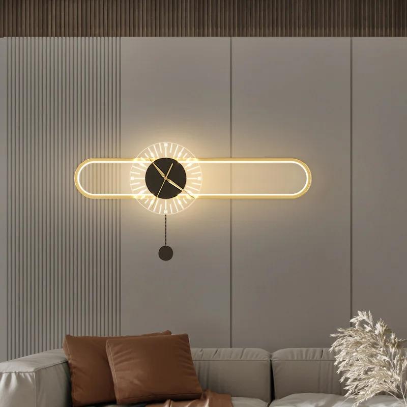Modern Style Clock Design LED Wall Lamp For Living Room Bedroom Background Dining Room Hotel Aisle Sofa Interior Decorate Light