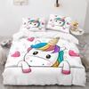 Unicorn Duvet Cover Set Twin Size White Unicorn Bedding Set Girls Kids 3D Purple Gifts for Children Teens Polyester Bedding Set