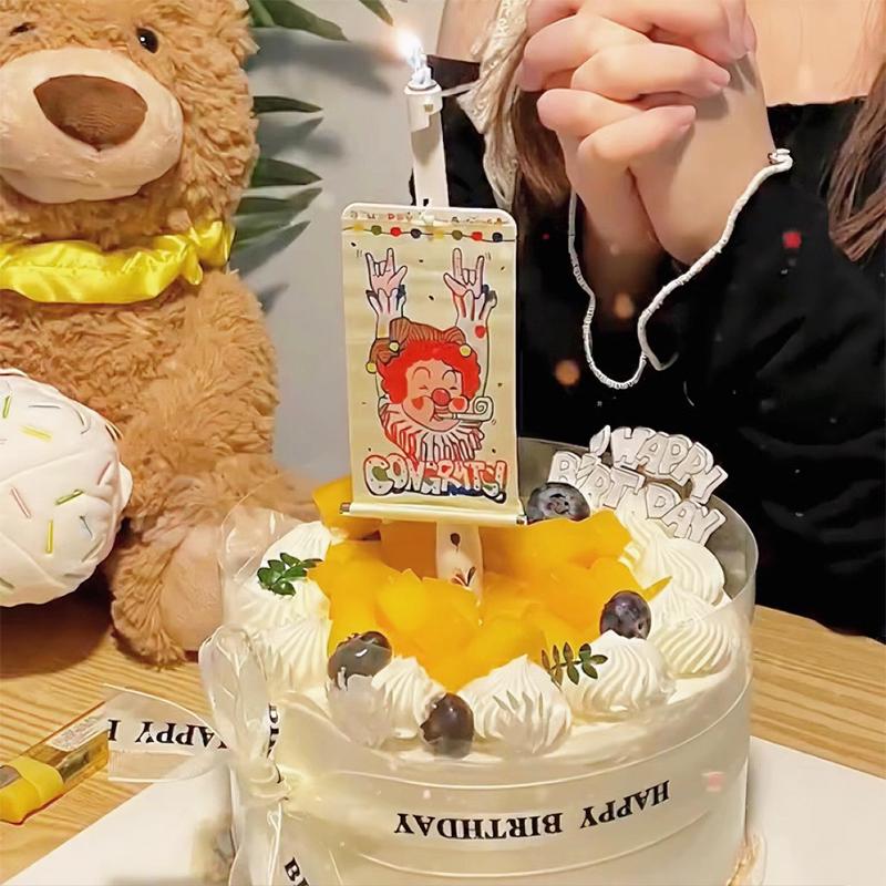 Surprise Music Singing Cake Candles with Candy Confetti Fountain for Birthday Parties