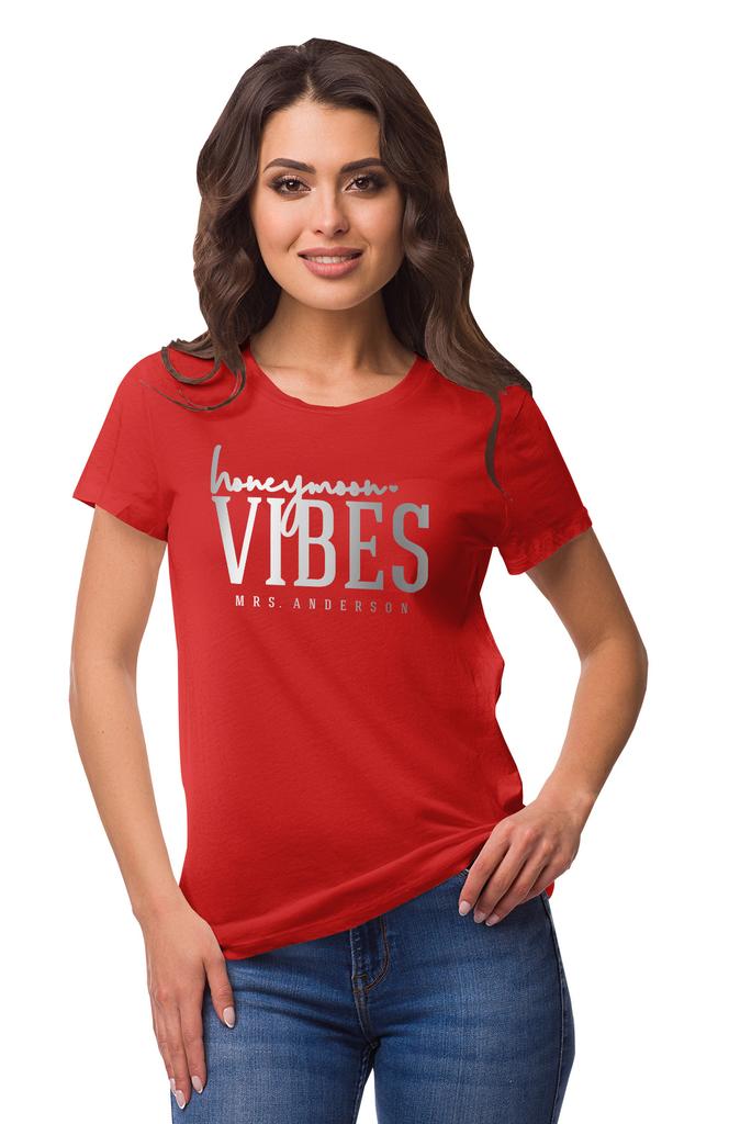 Inkdotpot Personalized Womens Tshirt Top Honeymoon Vibes Mrs Wedding  Announcement