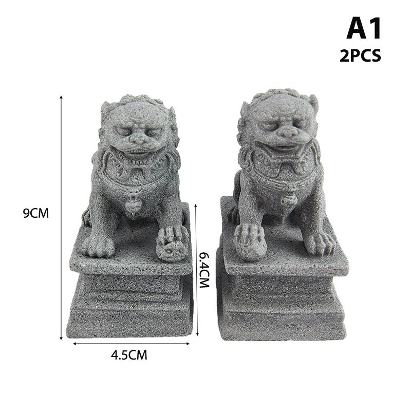 

2 шт. Мини-каменный лев, декоративная статуэтка льва в китайском стиле, настольное украшение фэн-шуй as the picture