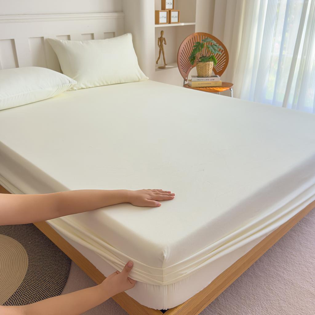 100% Cotton Bed Sheet Double Bed Sheets With Elastic Band Solid Color Fitted Bed Sheet For Home Queen Size Sheets 150/180X200 Cm