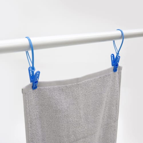 Towa Sangyo Neosul Clothespins with String, White/Blue, Approx. 3.5 X 1.2 X 12cm, Pack of 12