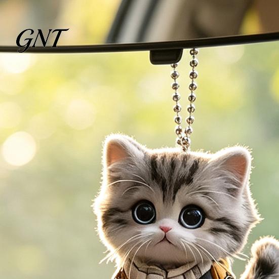 Kawaii Cat Keychain Accessories Acrylic Car Hanging Decor, Cute 2D Flat Rearview Mirror Small Figurine Pendant, Accessories, Creative Gifts for Teens