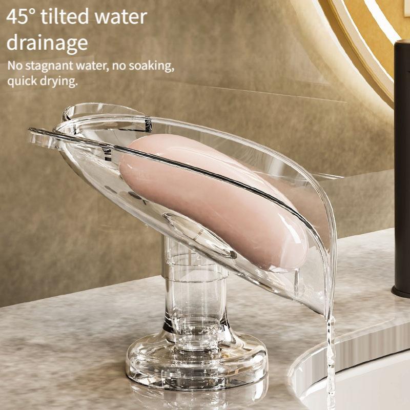 Soap Box Draining Storage Rack Bathroom Accessories Soap Dish Shower Holder with Drain Soap Drainer Suction Case Tray Container