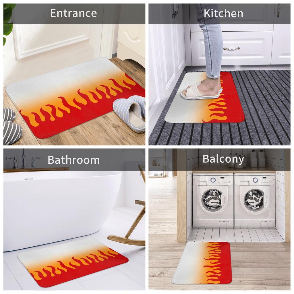Demon Slayer Rengoku Front Door Mat Anti-Slip Outdoor Absorbent Doormat Garden Garage Entrance Rug Carpet