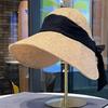 Japanese Cotton And Linen Big Eaves Bucket Hat For Women'S Summer Outdoor Sun Protection, Small Foldable Sun Hat