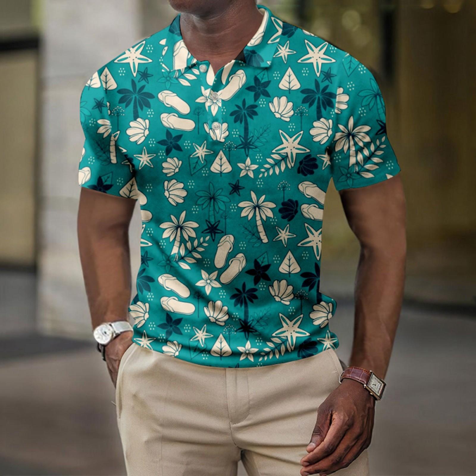 

Мужская летняя рубашка для гольфа с принтом «Гавайи», с короткими рукавами, повседневная модная рубашка для мужчин XXL