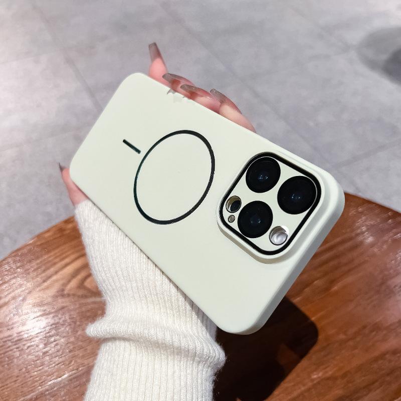 Applicable to iPhone16 fine ring magnetic mobile phone case Apple 15 ultra-thin matte 14 all-inclusive anti-drop solid color PC hard case