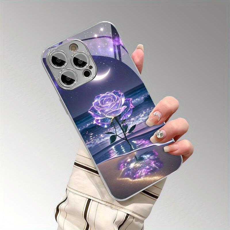 Μωβ Ροζ Θαλασσινό Μοτίβο Τεμπερισμένο Γυαλί Επιμεταλλωμένο Ασημί Θήκη Κινητού Τηλεφώνου Για Samsung Galaxy S23 S24 S25 Ultra Plus FE Κάλυμμα