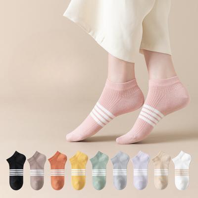 Einfache kurze Socken für Mädchen im Frühling und Sommer, geruchshemmend und schweißabsorbierend, gestreifte Bootssocken für den Sommer, pillingfrei, niedrig geschnittene Socken