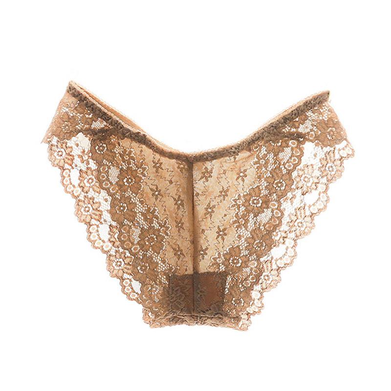Vintage Lace Panties Soild Color Breathable Underwear Women French Sexy Lace Bow Lingerie Female Mid-waist Thin Mesh Briefs XXL