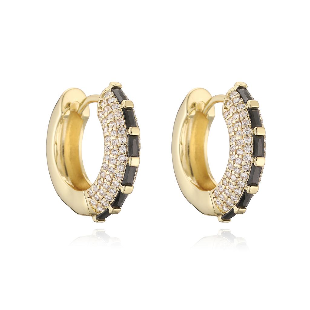 18K Gold Plated Zircon Hoop Earrings for Women Micro Paved Cubic Zirconia Huggie Earrings Elegant Brass Hoop Earrings