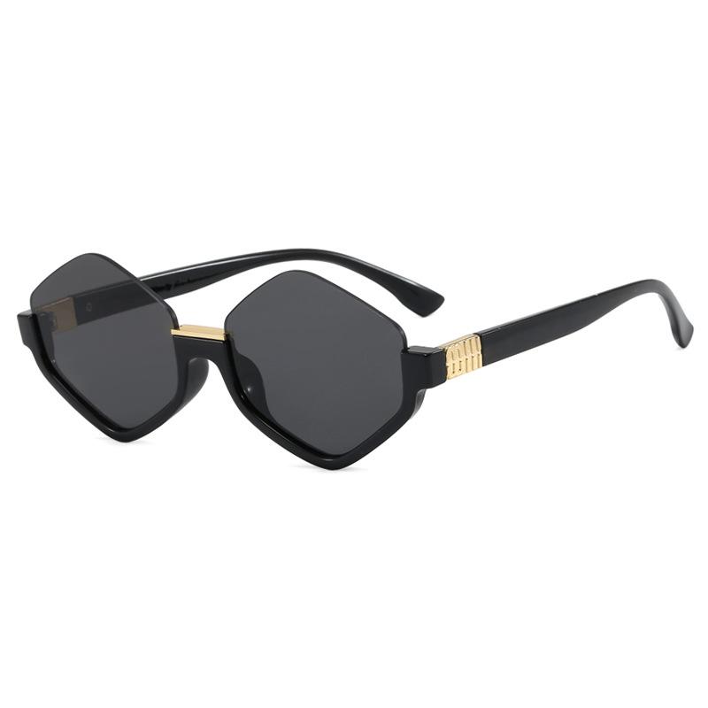 Geometric Polygon Half Frame Sunglasses Lightweight UV Protection Fashion Eyewear for Outdoor Activities and Daily Use