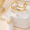2pcs New Exaggerated Fashion Imitation Pearls Geometric Metal Bangles Hip Hop Punk Wrap Bangles For  Women Jewelry accessories
