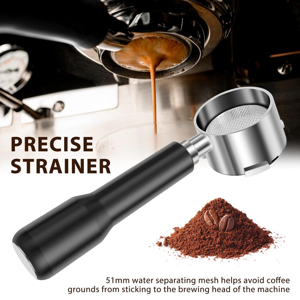 1 Stück Espresso bodenloser Siebträger mit Sieb Edelstahl bodenloser Siebträger 51 MM Kaffee Siebträger für Büro Zuhause