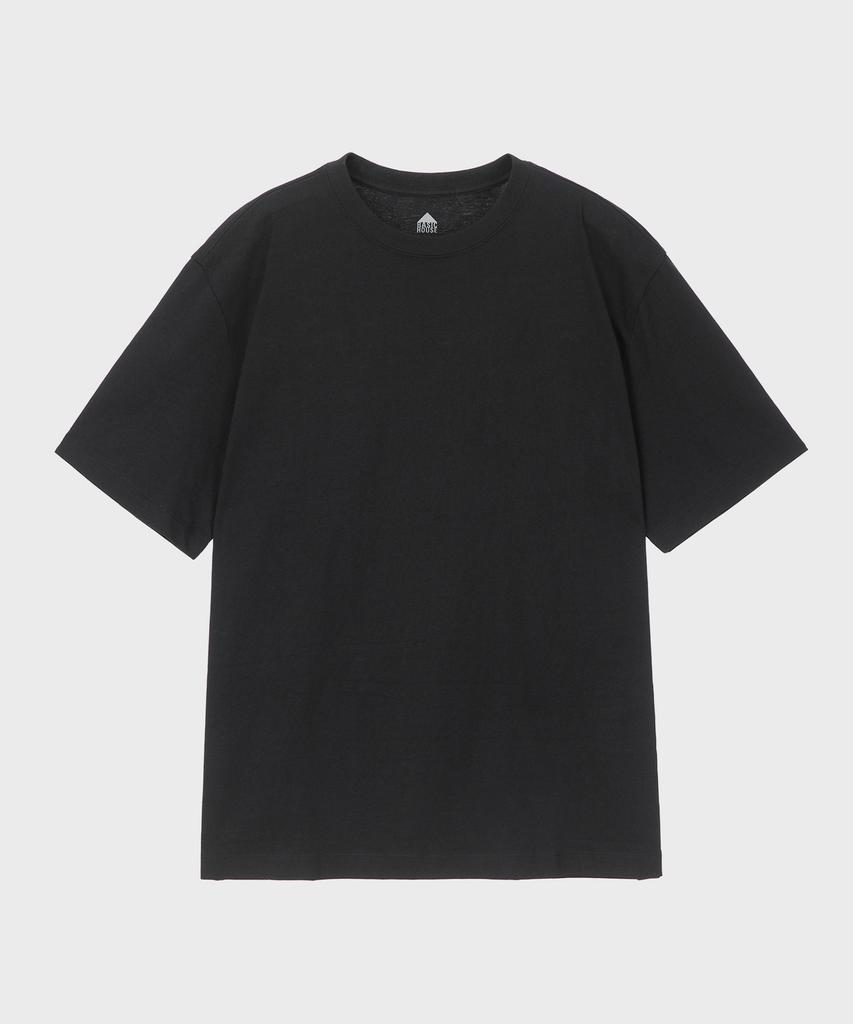 BASIC HOUSE Uni Relaxed Fit Round Neck Short Sleeve T-Shirt Black Lats0105 (A Type)