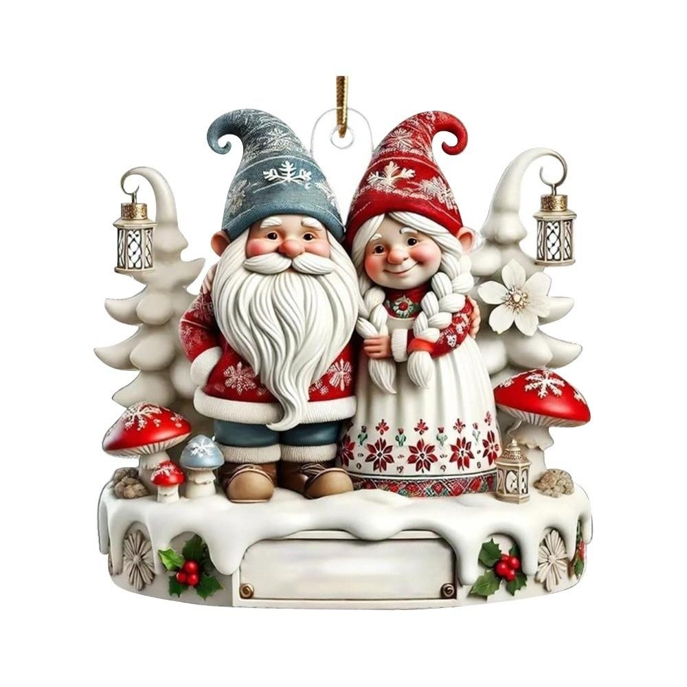 4PCS Acrylic Santa Couple Ornament Growing Old Together Christmas Tree Ornaments Christmas Tree