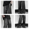 Pánské kalhoty z umělé kůže se stahovací šňůrkou, elastickým pasem, voděodolné, se širokými nohavicemi, volné, hladké, hip hopové, jednobarevné, streetwearové, prodyšné, měkké, dlouhé kalhoty