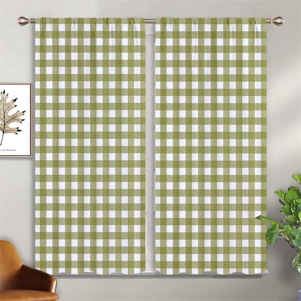 Minimalistisk Vind Svartvitt Färg Randig Rutig Gardin 2 Paneler Modern Hem Vardagsrum Sovrum Balkong Dekorativa Gardiner