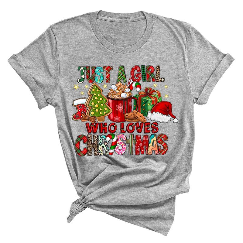 Christmas Printed Fashionable Women's T-shirt Christmas Trend Pure Cotton Casual Sportswear T-Shirts Women’s