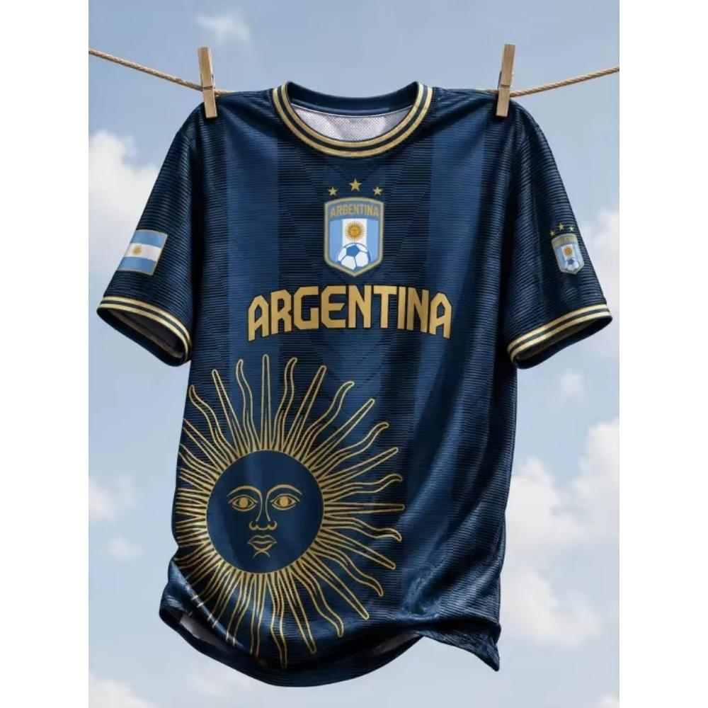 2026 Neues Argentinien Nationalmannschaft Fußballtrikot Lässiges Sporttraining Fan Schnelltrocknendes T-Shirt für Damen Passend Y2k Bequem