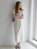 Elssibeui Shirred Waist Midi Skirt_Ivory