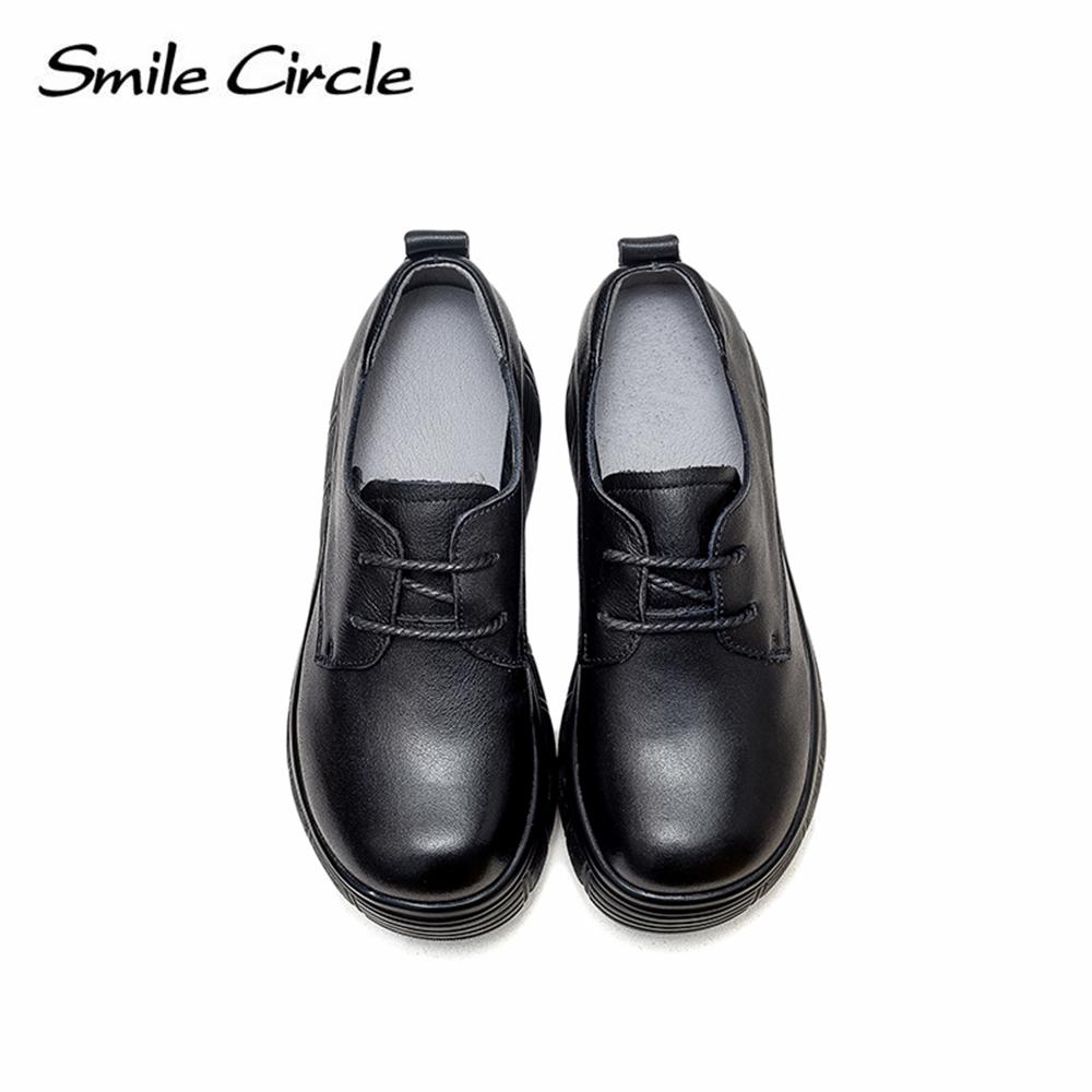 Přírodní kůže Nízké mokasíny Šněrování Hrubé dno Ploché boty Módní design Ležérní Dámská obuv