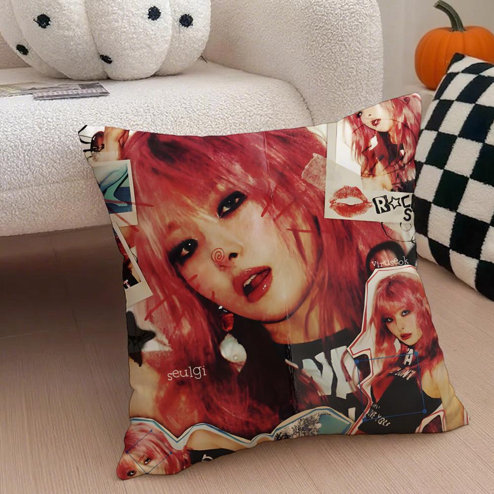 singer charismatic SSeulgi KKang Seulgi Cushion Cover Throw Pillow Cover Hidden Button Durable Polyester Chair Cushion