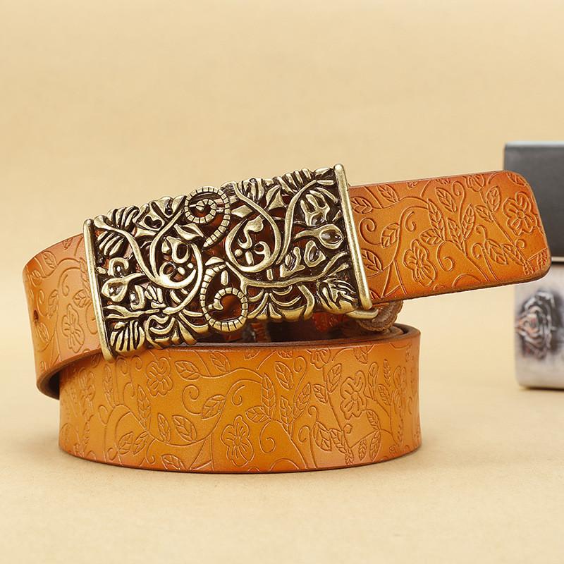 Classic Genuine Leather Womens Belt With Smooth Alloy Buckle For Fashion And Office Wear