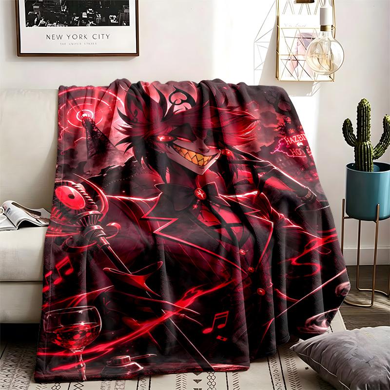 Hazbin Hotel Motiv Decke Geeignet für das Sofa Camping und Reisen Hergestellt aus Weichem Flanellmaterial Ein Ideales Geschenk für Anlässe Wie Geburtstag