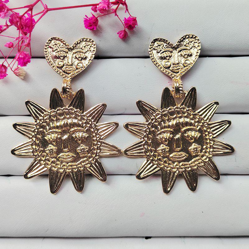 European  American Fashion 3D Heart Sunflower Smiley Face Earrings