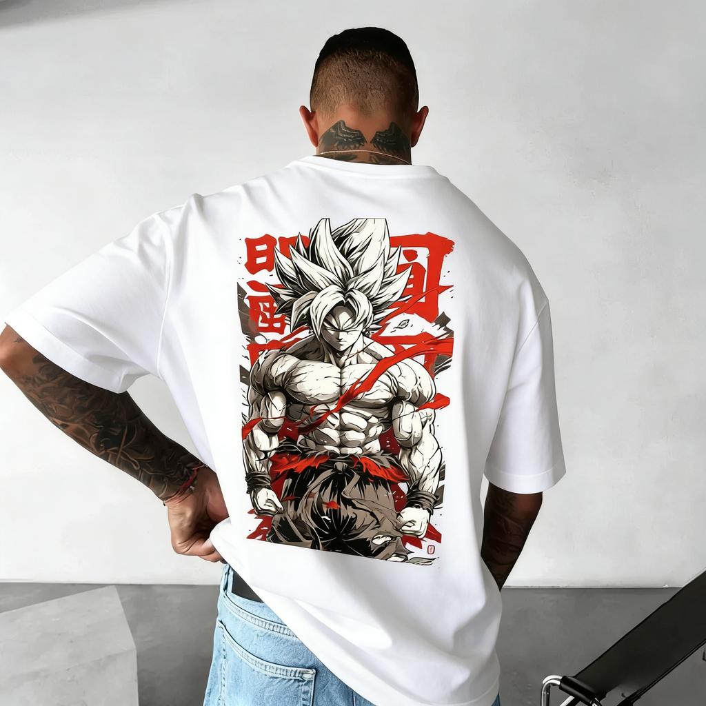 New Dragon Ball Anime Goku Roundneck Shortsleeved 2026 Bandai Summer Mens Sports Loose and Breathable Cotton Tshirt